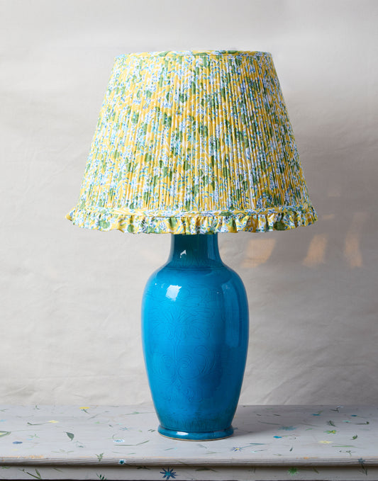 A Pair of Turquoise Monochrome Ground Baluster Form Table Lamps with Lampshades by Imogen Pope