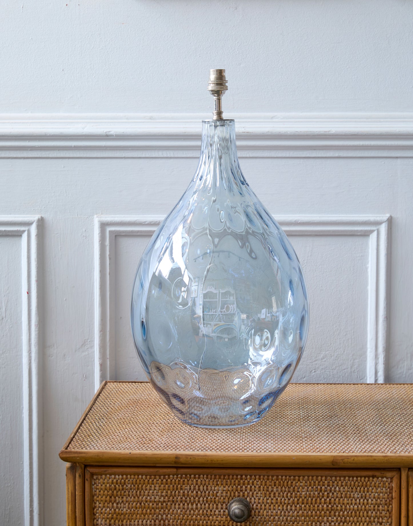 A Pair of Blown Glass Teardrop Table Lamps with Polka Dot Lampshades