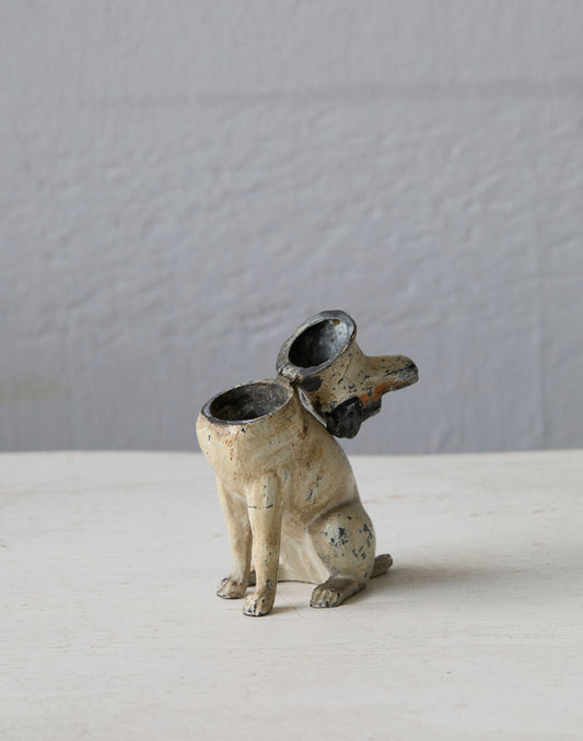 An Antique Cold Painted Spelter Match Striker in the Form of a Dog