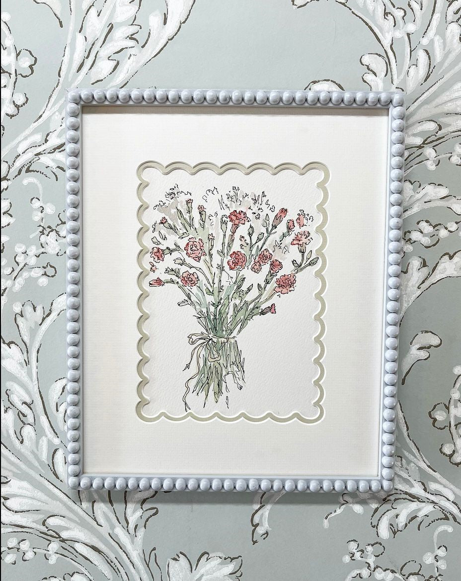 A Framed Watercolour of Pinks by Molly Lumsden
