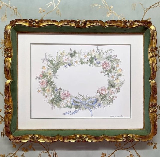 A Floral Wreath of Spring Flowers in Watercolours by Molly Lumsden