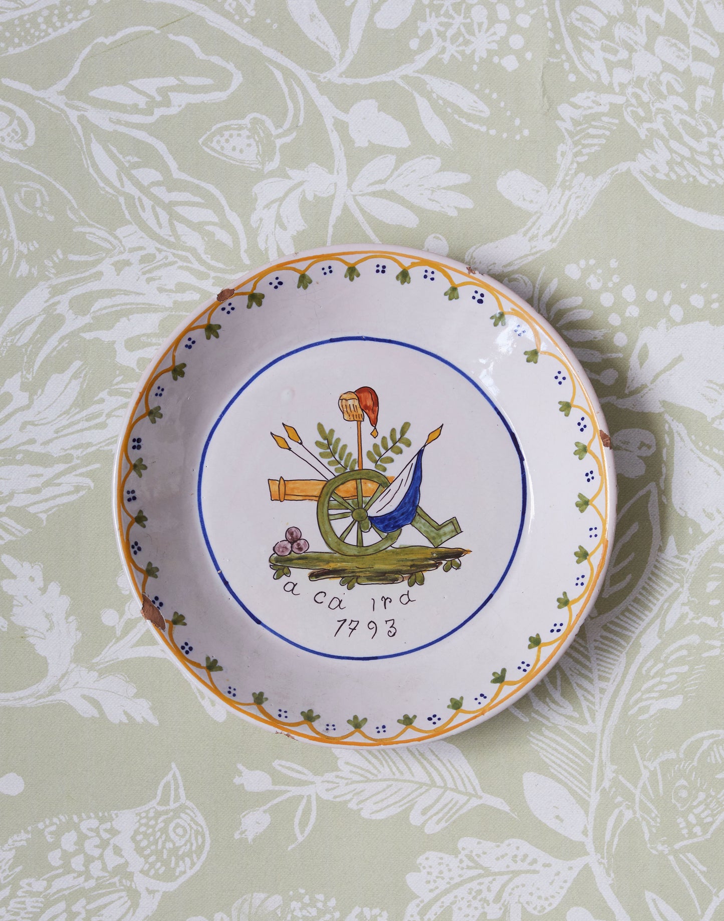 A Set of Three 19th Century Nevers Revolution Faience Plates