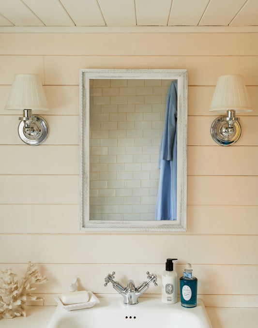 A White Scalloped Mirror Available in Three Sizes