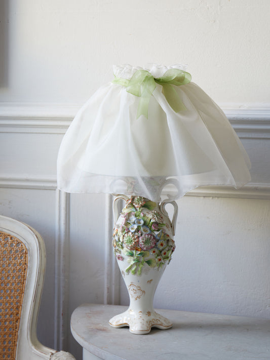 An Applique Ceramic Lamp Decorated with Flowers