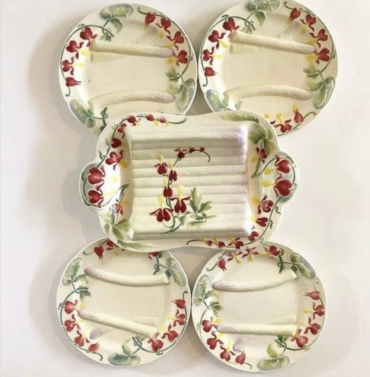 A Set of Asparagus Plates and Serving Dish