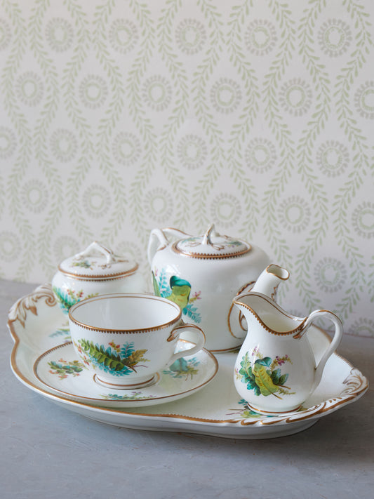 An English Hand-Painted Antique Cabaret Set for One