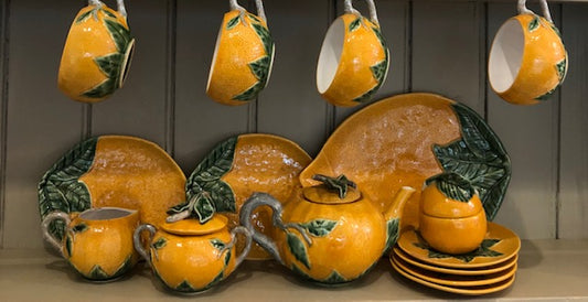 A Vintage Orange Tea Set