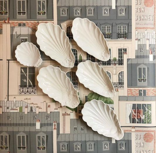 Five Vintage Pillivuyt France White Porcelain Shell Dishes