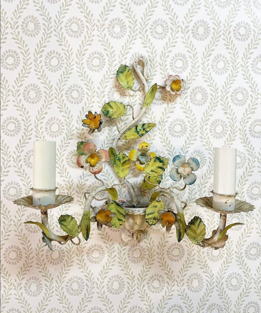 An Antique Toleware Wall Light