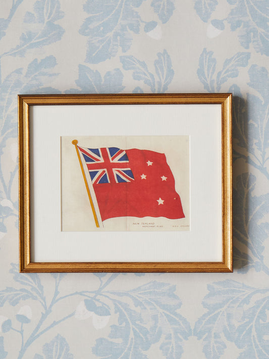 An Early 20th Century Handpainted Silk Flag of New Zealand