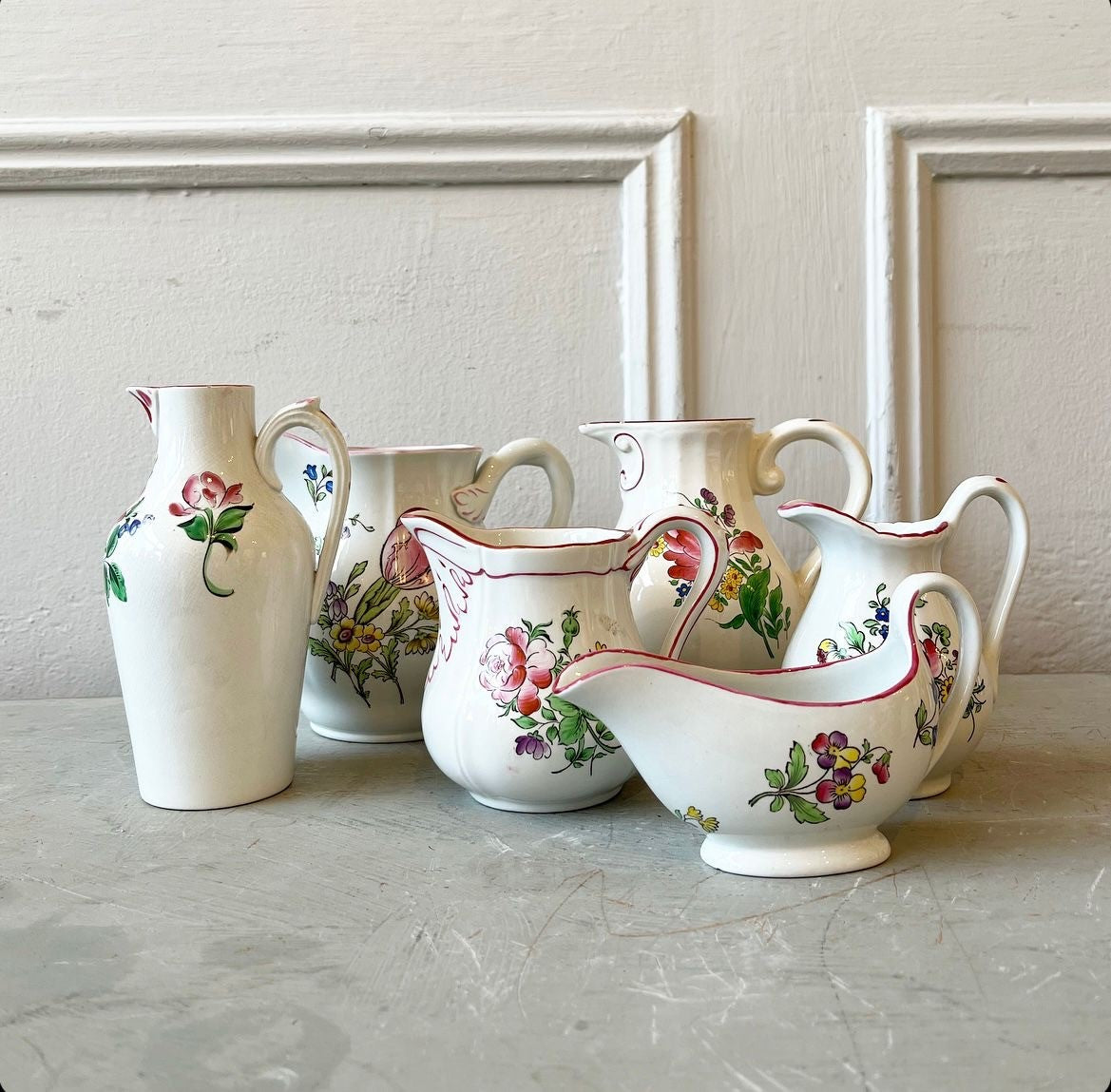 A Selection of Antique Luneville Jugs