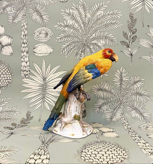 An Early 20th Century Hand-Painted Dresden Parrot Figurine