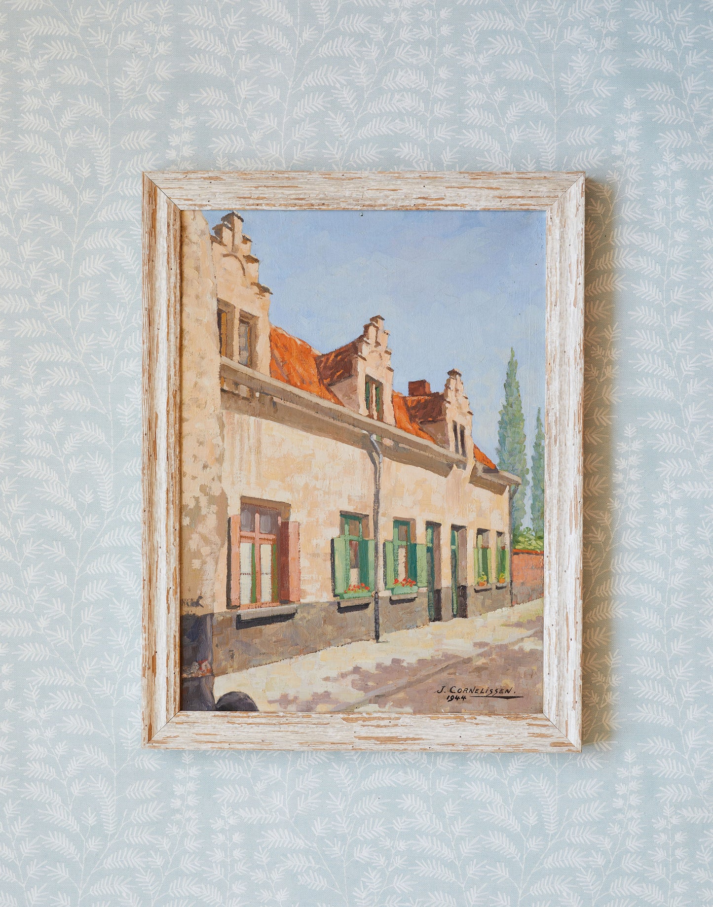 A Mid 20th Century Oil Painting of an Old Antwerp Street Scene