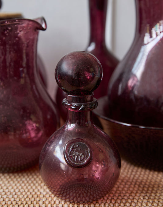 A Collection of Six Vintage Hand-Blown Glass in Amethyst by La Verrerie de Biot