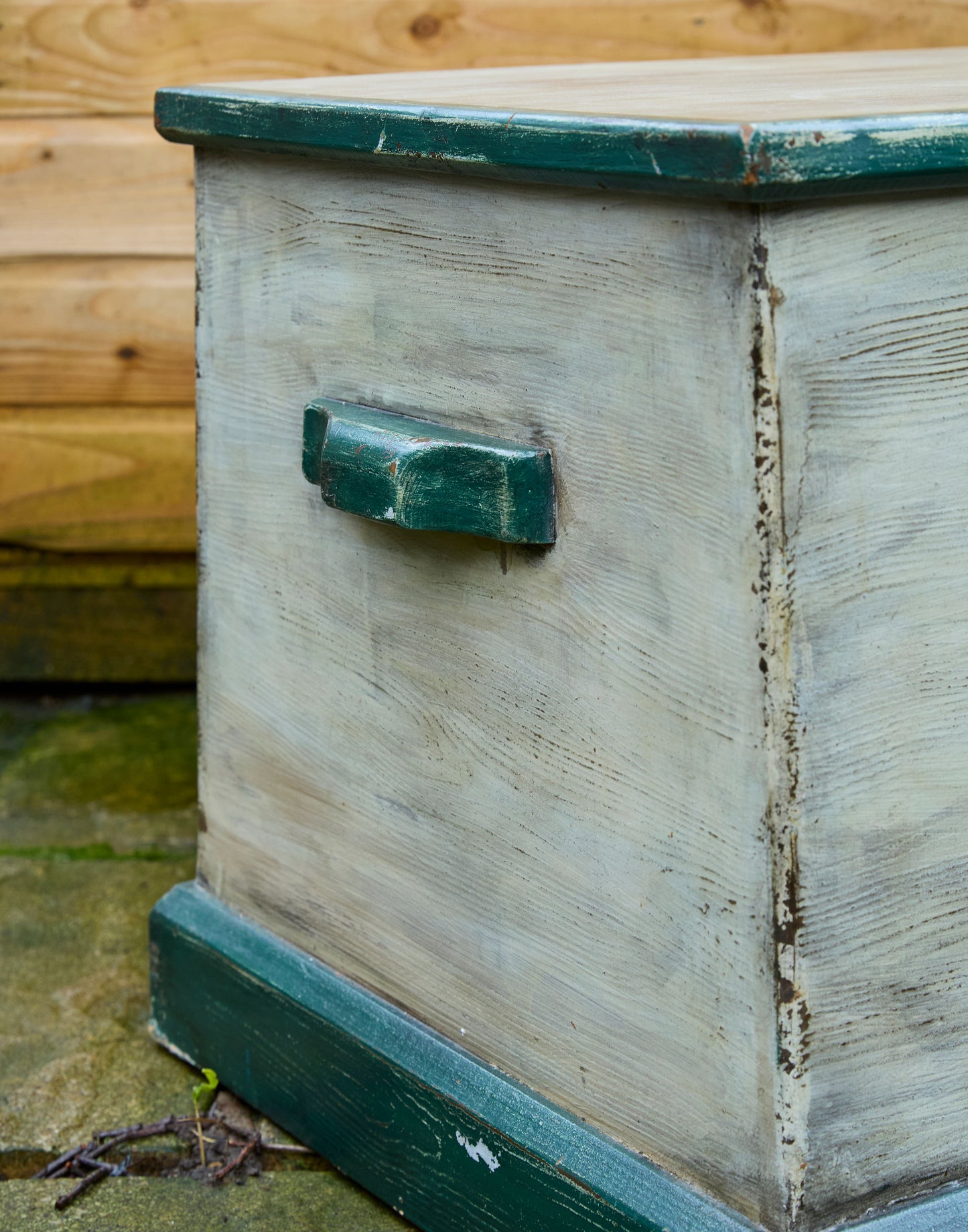 A Hand-Painted Pine Blanket Box with Botanical Motif