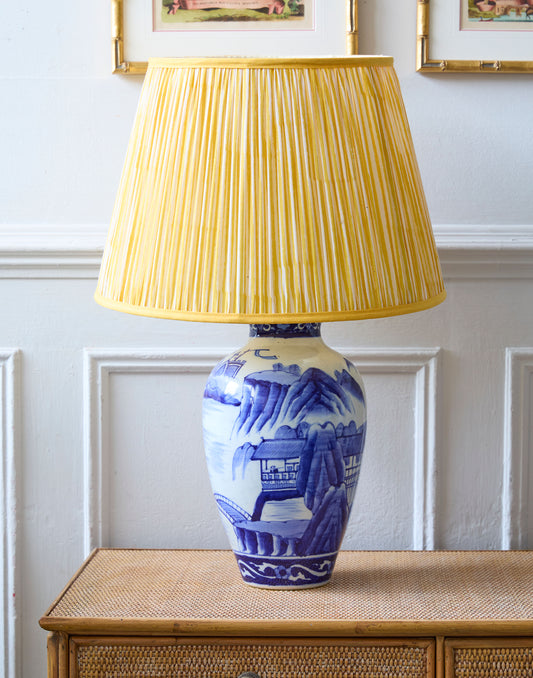 A Large Pair of Japanese Late 19th/Early 20th Century Blue and White Porcelain Table Lamps