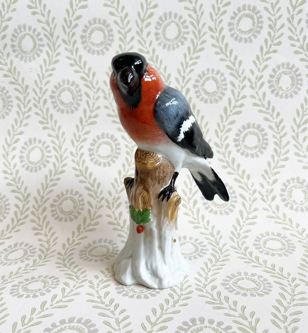 A Mid 19th Century Dresden Hand-Painted Figurine of a Bullfinch