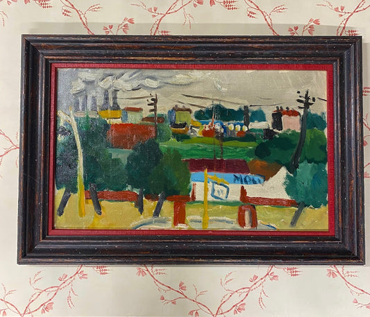 A French Mid 20th Century Oil on Canvas of a Cityscape