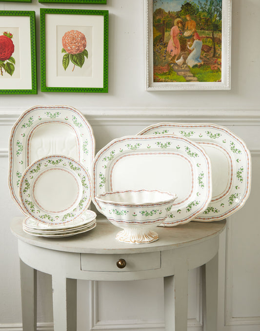 A Set of Three 19th Century Copeland & Garrett Porcelain Platters, A Fluted Bowl and Five Plates