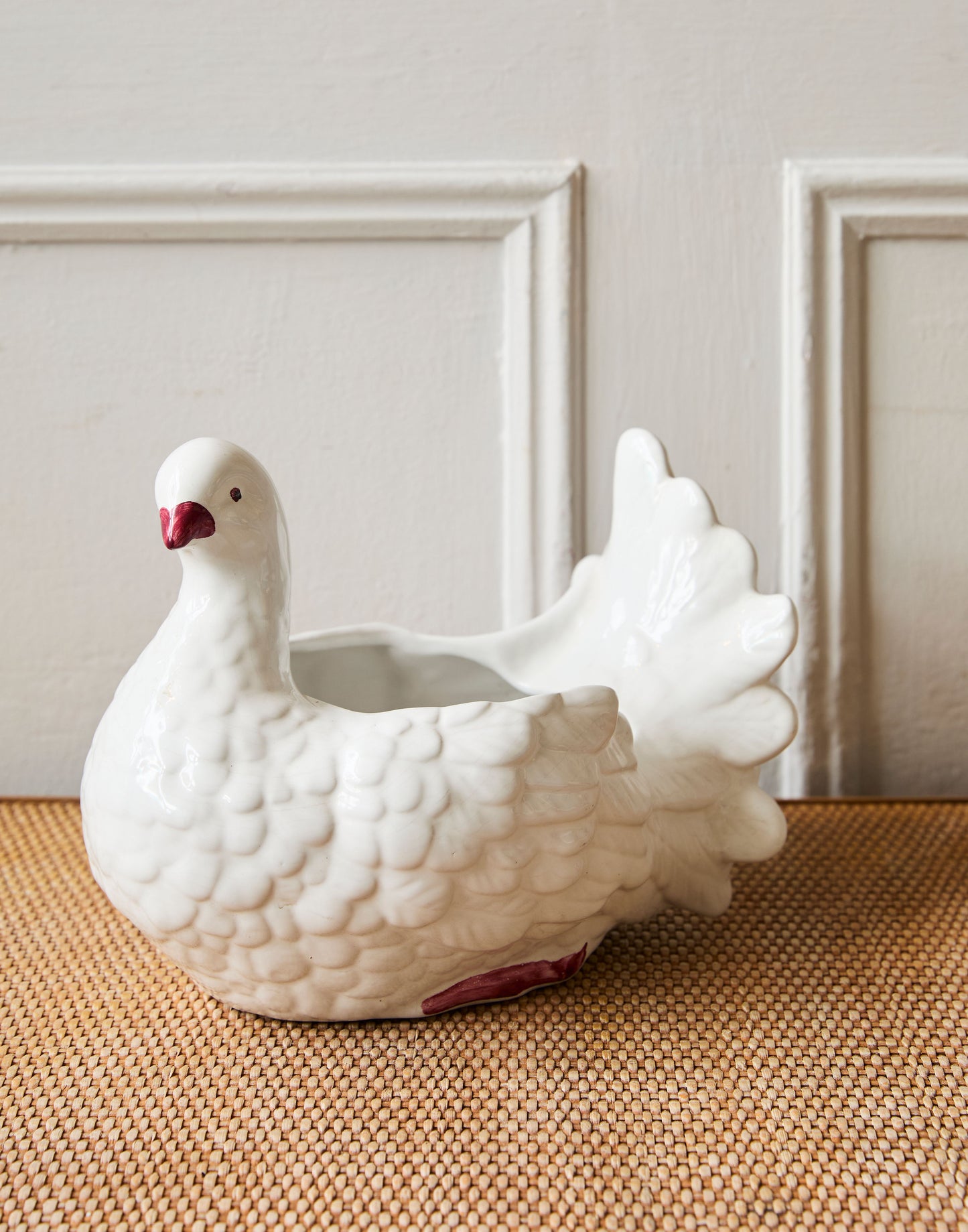 A Vintage Ceramic Turtle Dove Figurine Planter by CLF Faiancas Portugal
