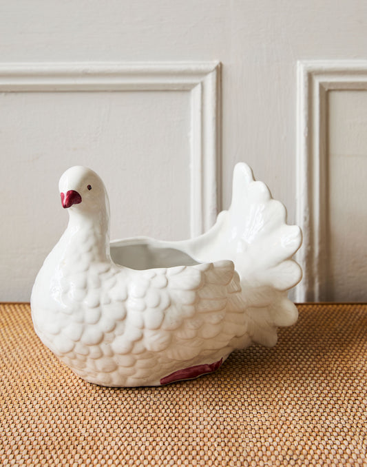 A Vintage Ceramic Turtle Dove Figurine Planter by CLF Faiancas Portugal