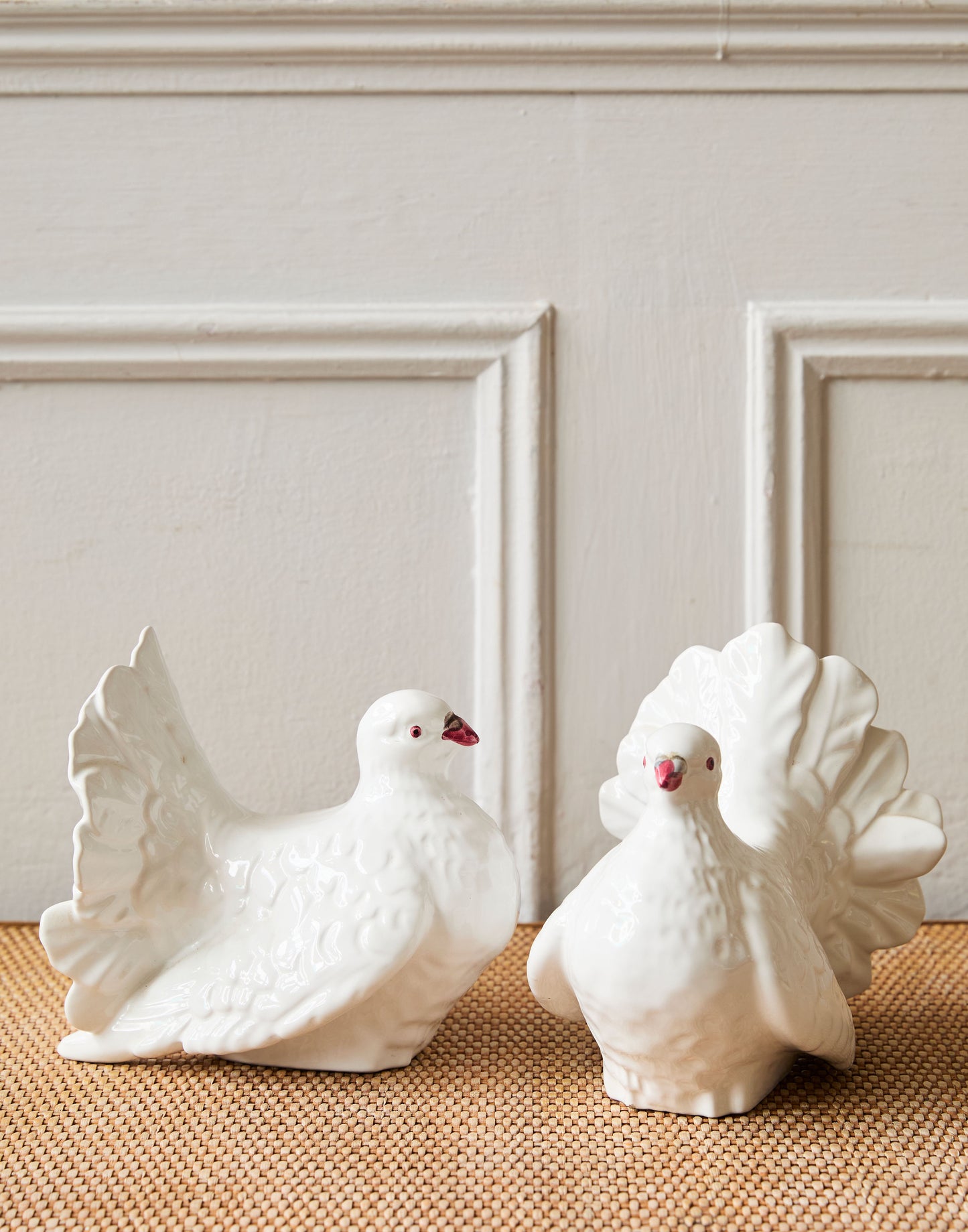 A Pair of Vintage Ceramic Dove Figurines by Pereiras Pottery