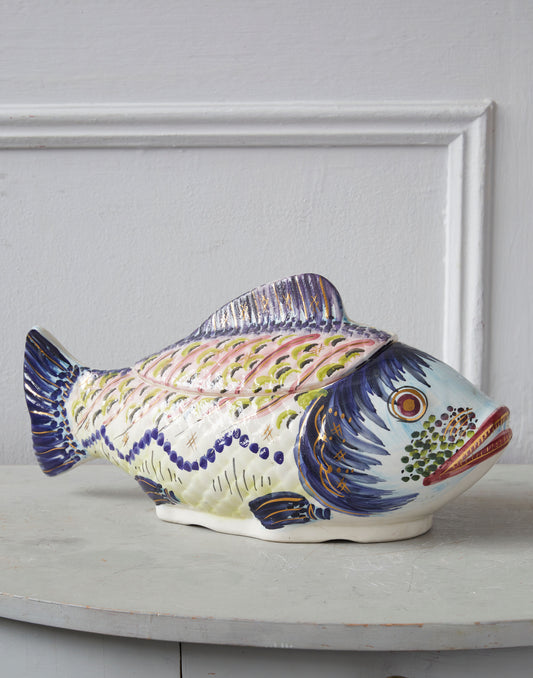 A Large Vintage French Lidded Fish Tureen