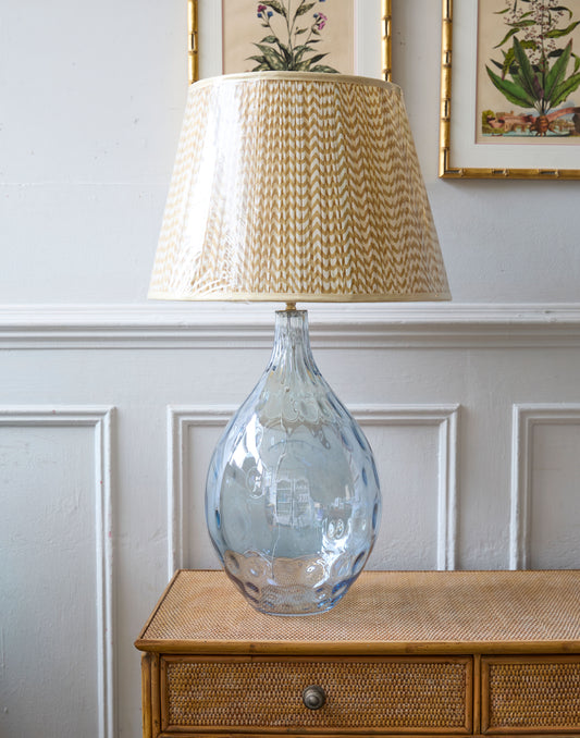A Pair of Blown Glass Teardrop Table Lamps with Polka Dot Lampshades