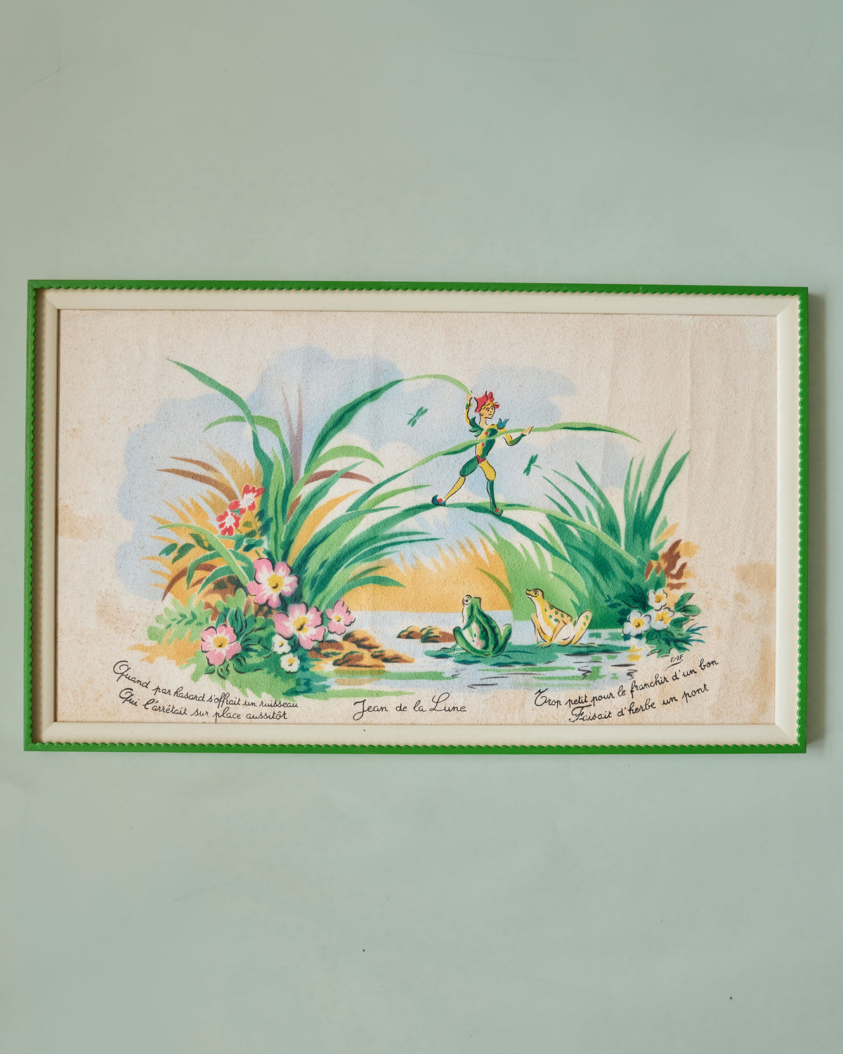 A Pair of Vintage Mid 20th Century French Children's Pochoir Posters of Jean de la Lune