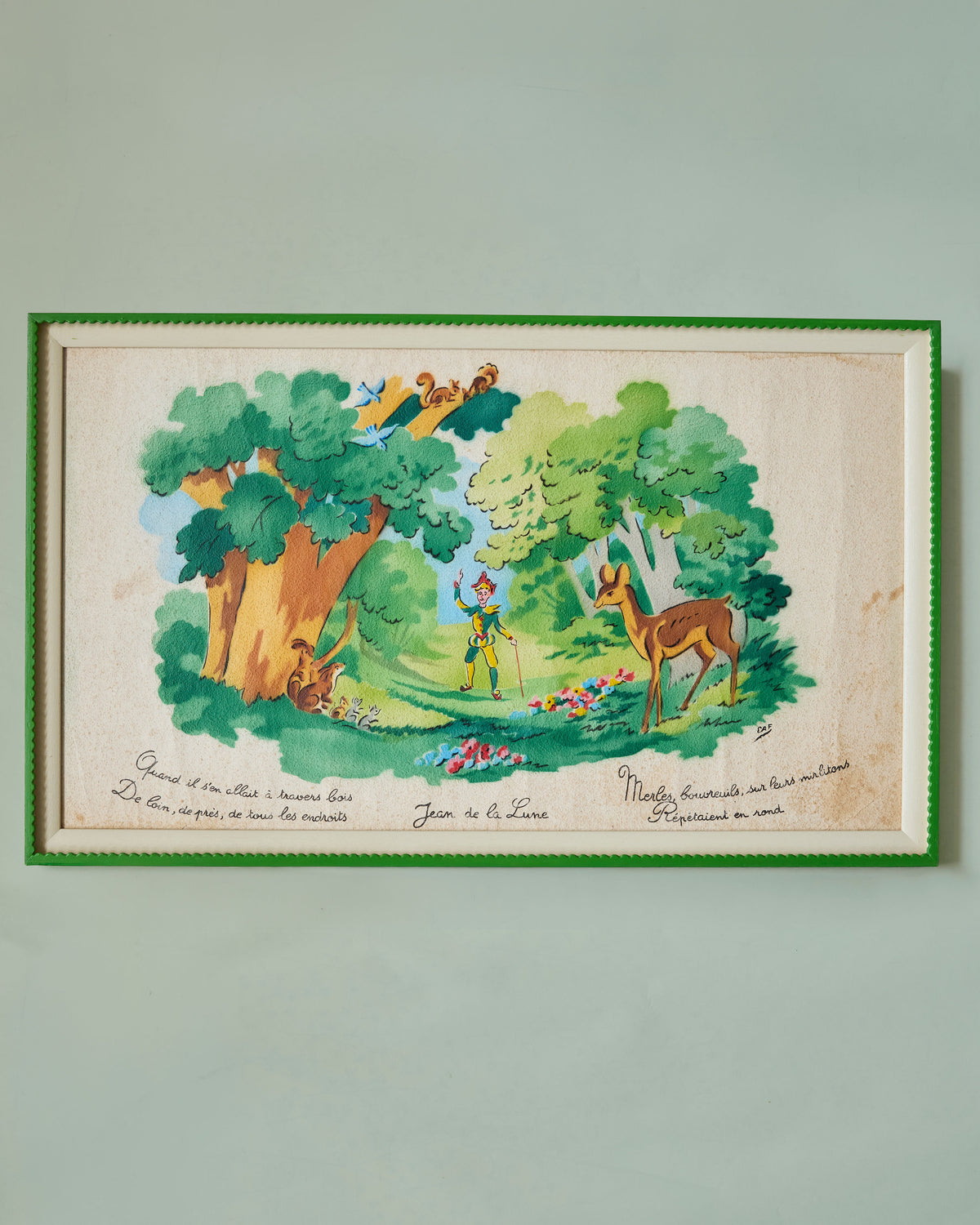A Pair of Vintage Mid 20th Century French Children's Pochoir Posters of Jean de la Lune