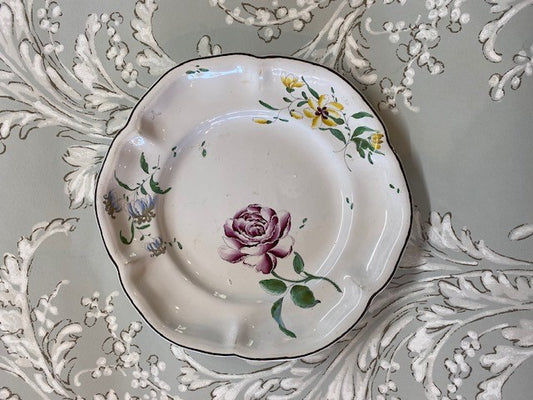 A Rare French Faience Charger Decorated with Flowers by Joseph Hannong, circa 1770