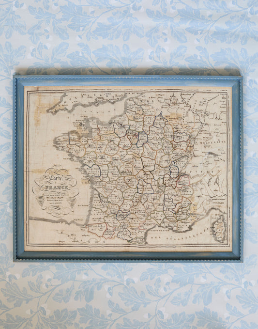 A 19th Century Hand-Embroidered Map of France