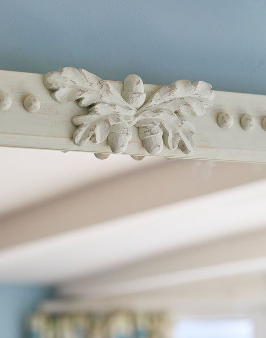 A Mirror with Acorn and Oakleaf Decoration Handpainted in Little Greene Acorn