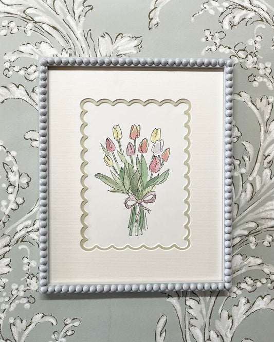 A Framed Watercolour of Tulips by Molly Lumsden