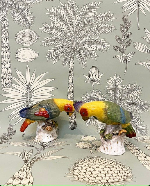 A Pair of Early 20th Century Dresden Parrot Figurines