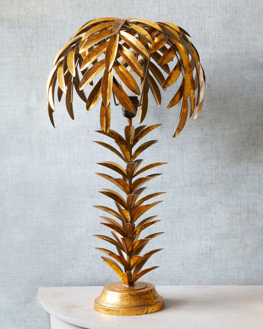 A Pair of Large Vintage Gilt Palm Tree Table Lamps in the Style of Maison Jansen