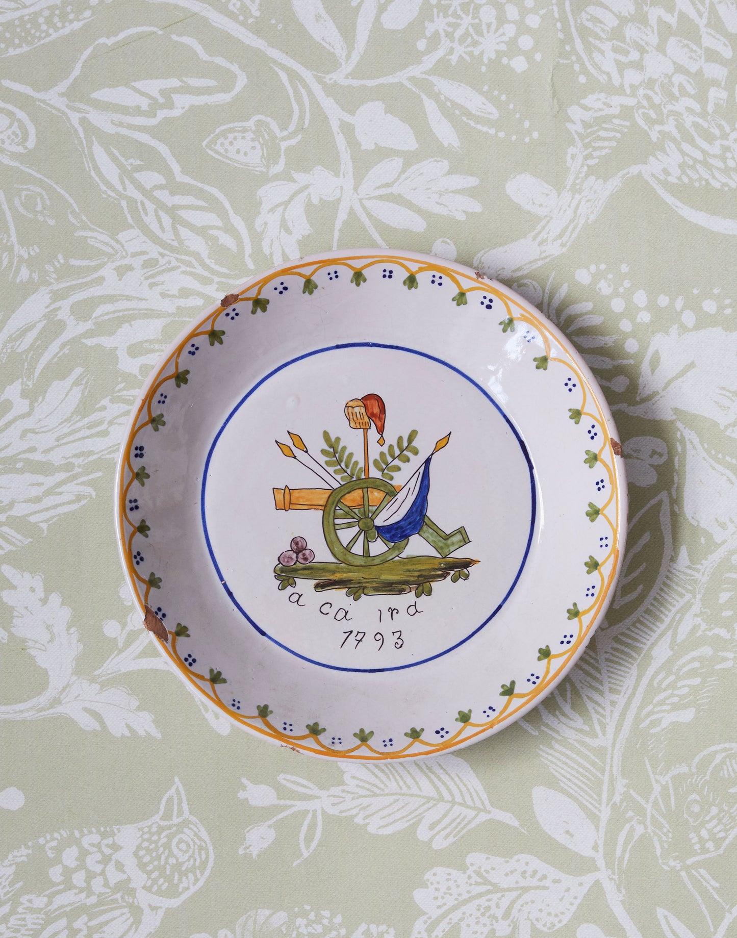 A Set of Three 19th Century Nevers Revolution Faience Plates