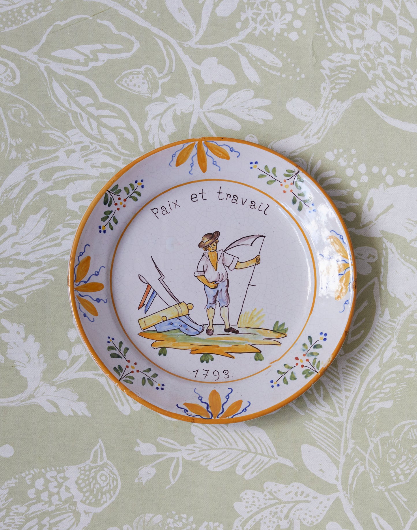 A Set of Three 19th Century Nevers Revolution Faience Plates