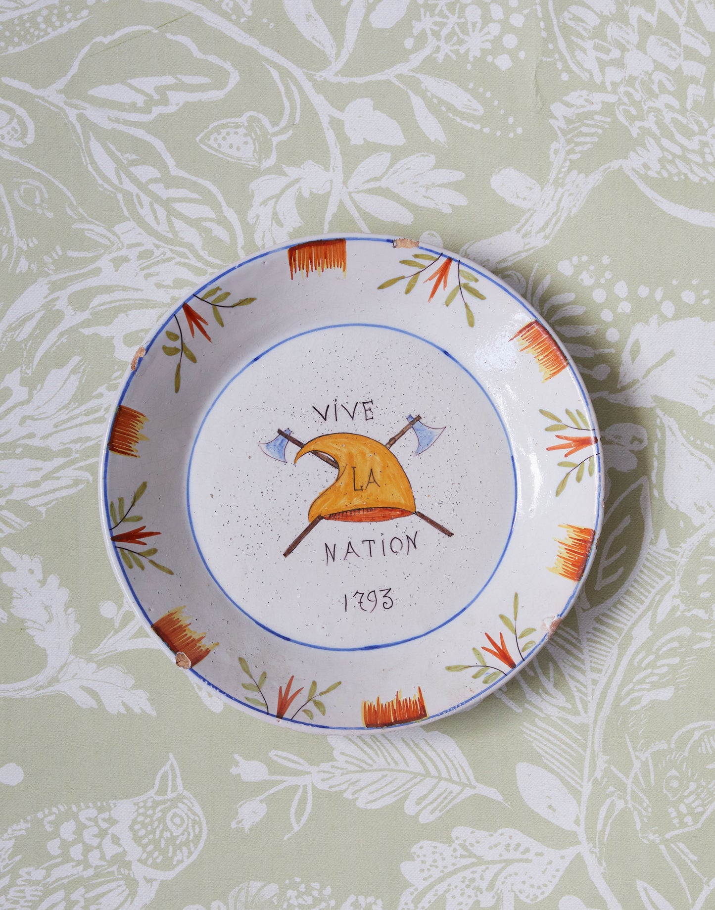 A Set of Three 19th Century Nevers Revolution Faience Plates