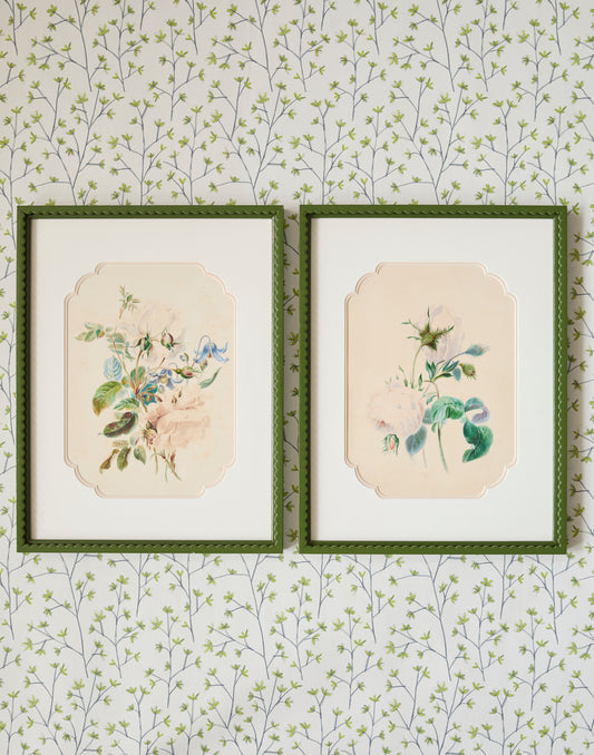 A Pair of English 19th Century Watercolours of Roses and Wildflowers