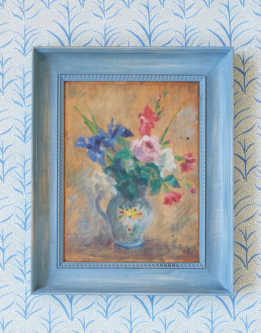 A 20th Century Floral Still Life Oil on Board by A Barres