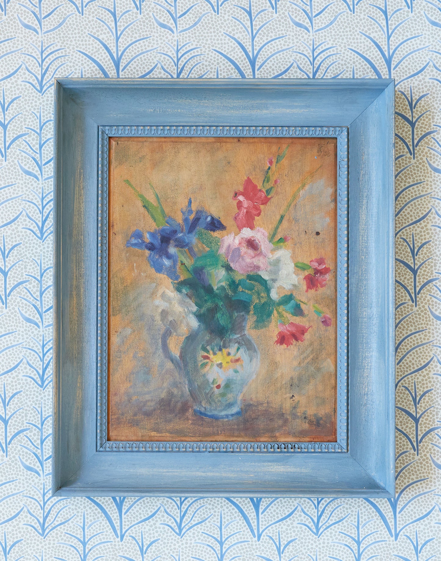 A 20th Century Floral Still Life Oil on Board by A Barres