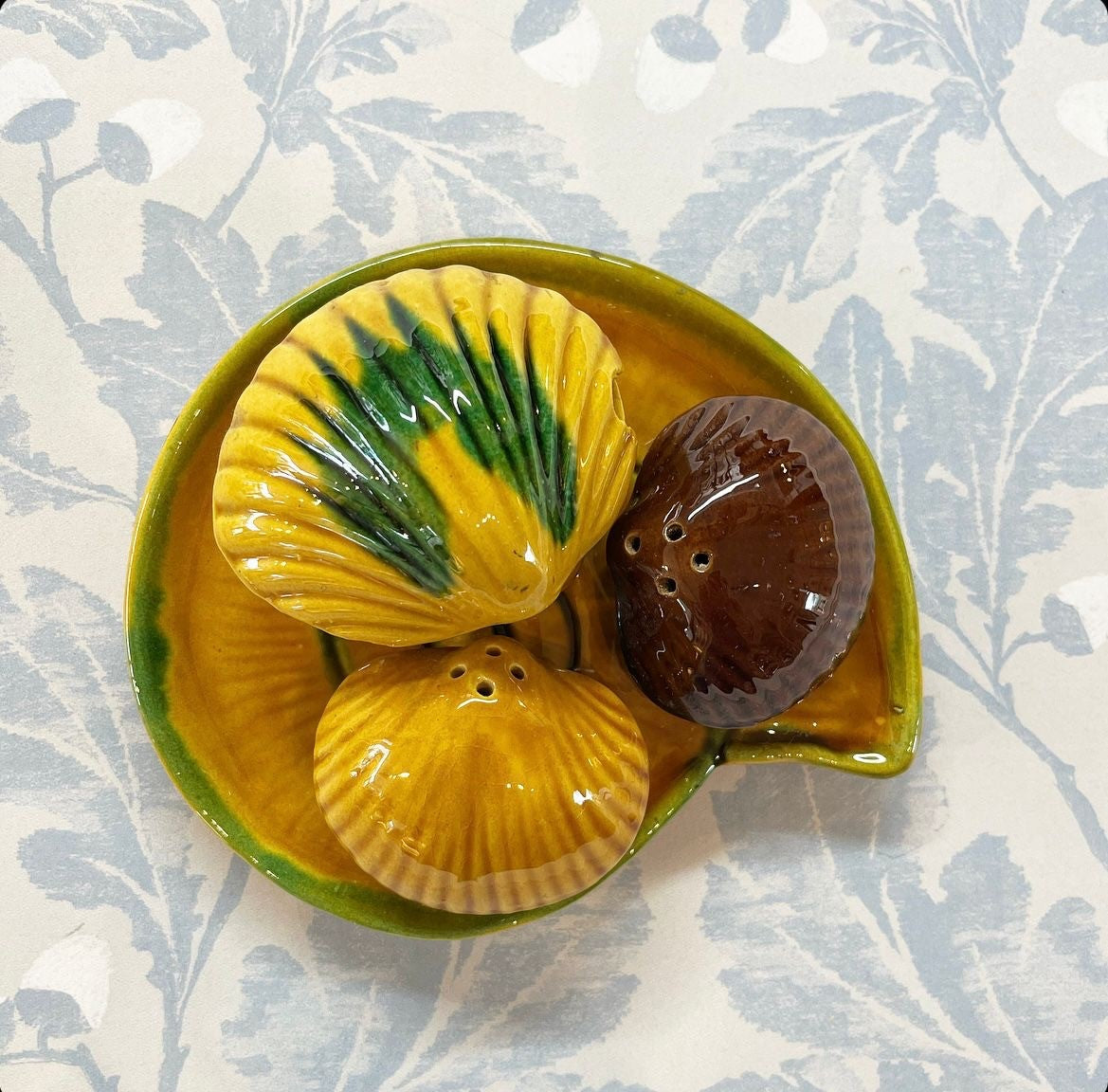 A Mid 20th Century Vallauris Condiment Set in the form of Clamshells