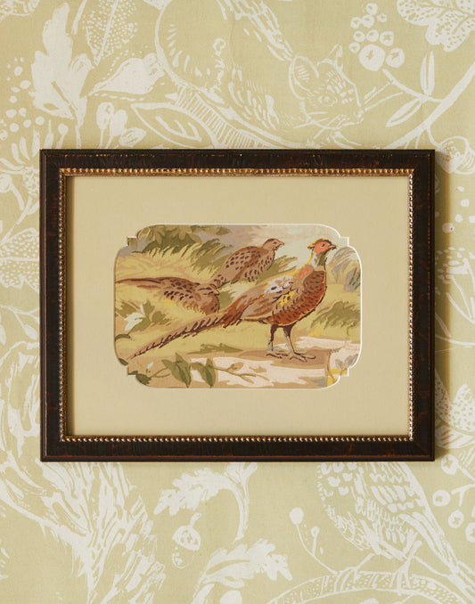 A Section of Antique French Wallpaper Featuring Pheasants
