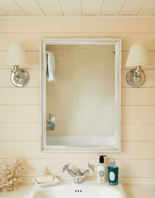 A White Scalloped Mirror Available in Three Sizes
