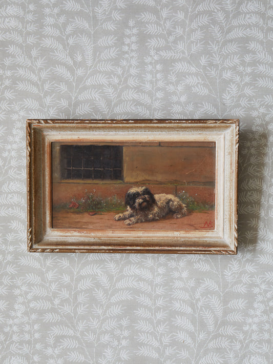 A 20th Century Oil Painting of a Maltese Terrier