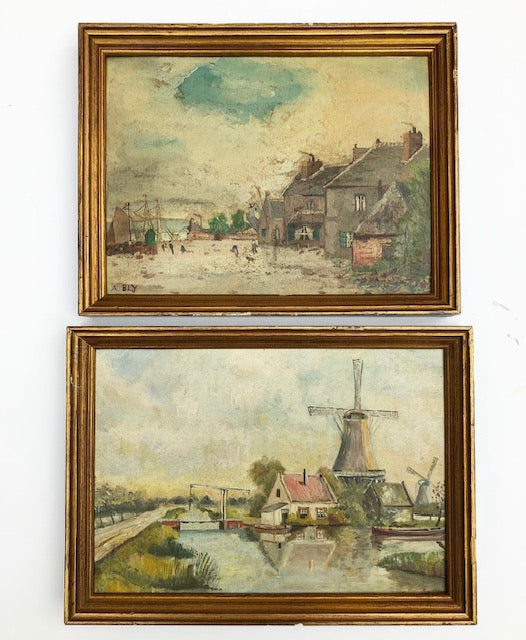 A Pair of Vintage Continental Landscape Oil Paintingss