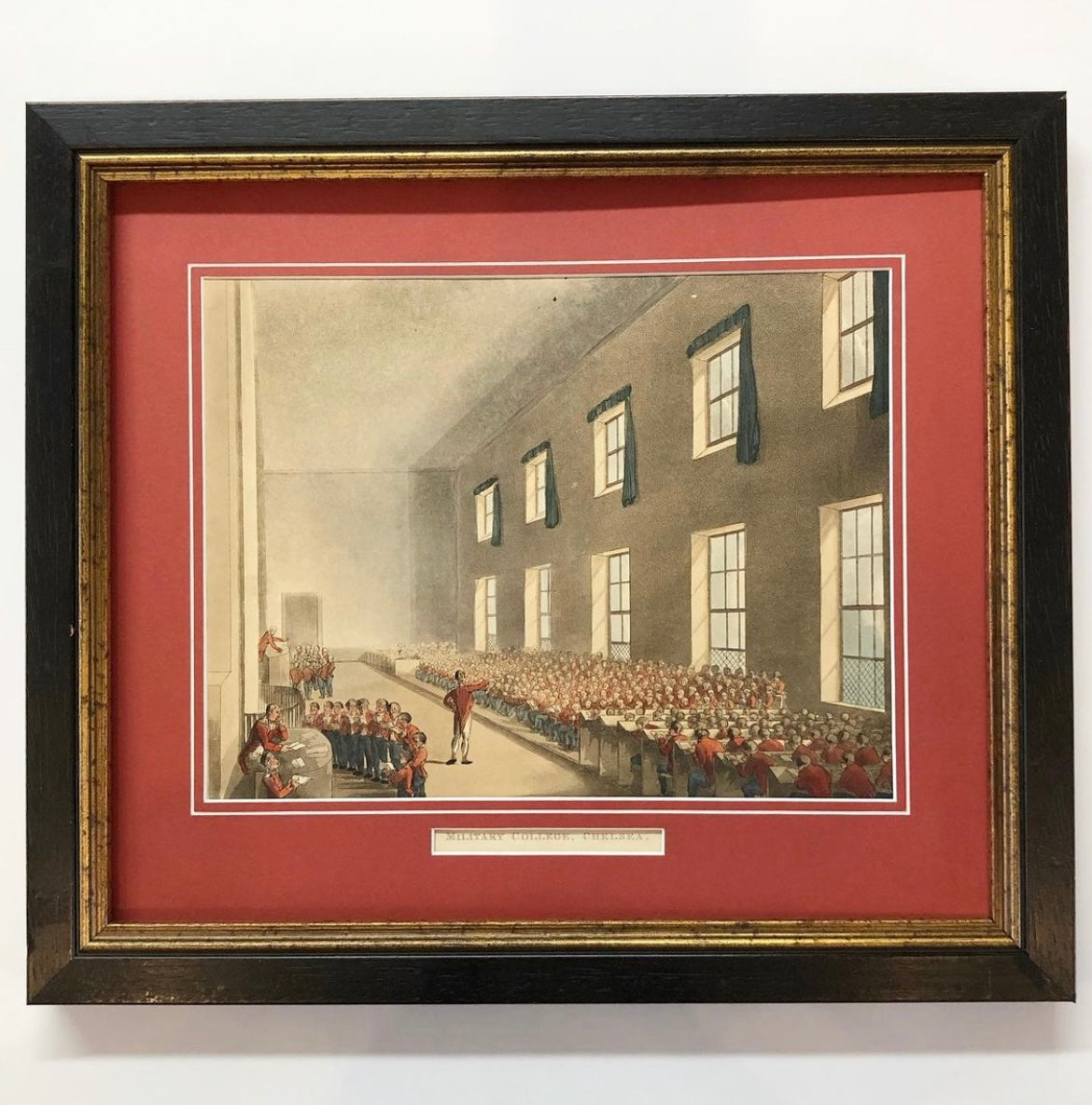 A Pair of Aquatint Prints of Chelsea Hospital and Chelsea Military College by Augustus Charles Pugin and Thomas Rowlandson