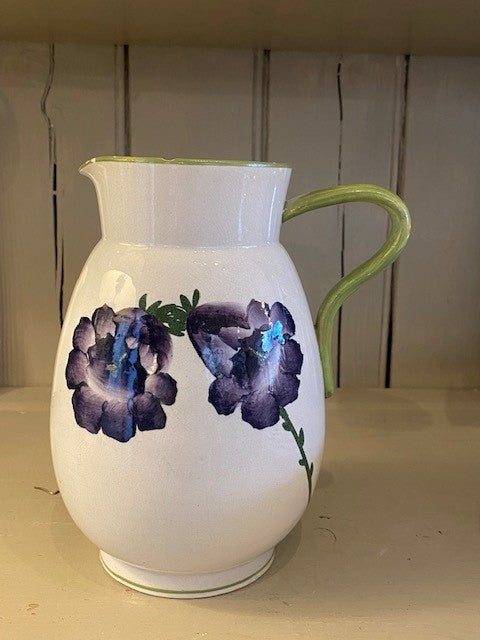A Rare Early 20th Century Wemyss Ware Fife Pottery Jug Hand-Painted with Purple Canterbury Bells